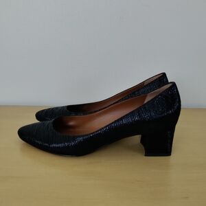 Aquatalia Pasha Italy Block Heels Pointy Leather Size 8 1/2